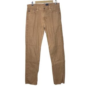 AG Adriano Goldschmied Mens 32 Graduate Pants Tan Linen Cotton Tailored NEW